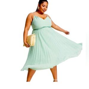 NWOT ASOS CURVE Formal Midi Dress (Mint Green) w/ Drawstring Waist